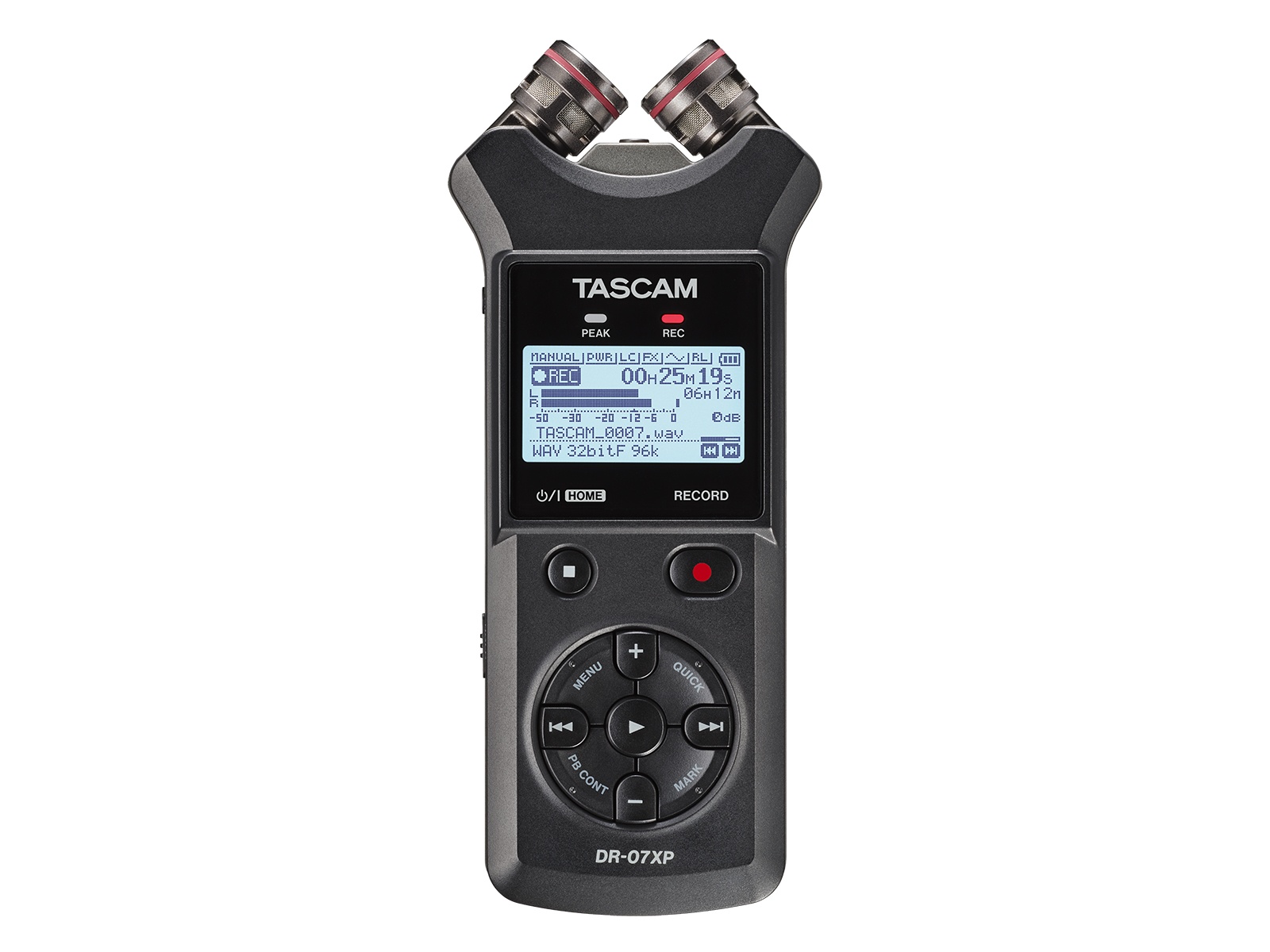 TASCAM DR-07XP 32-Bit Float 2-Channel Handheld Recorder / USB-C Audio Interface / Adjustable Stereo Mics