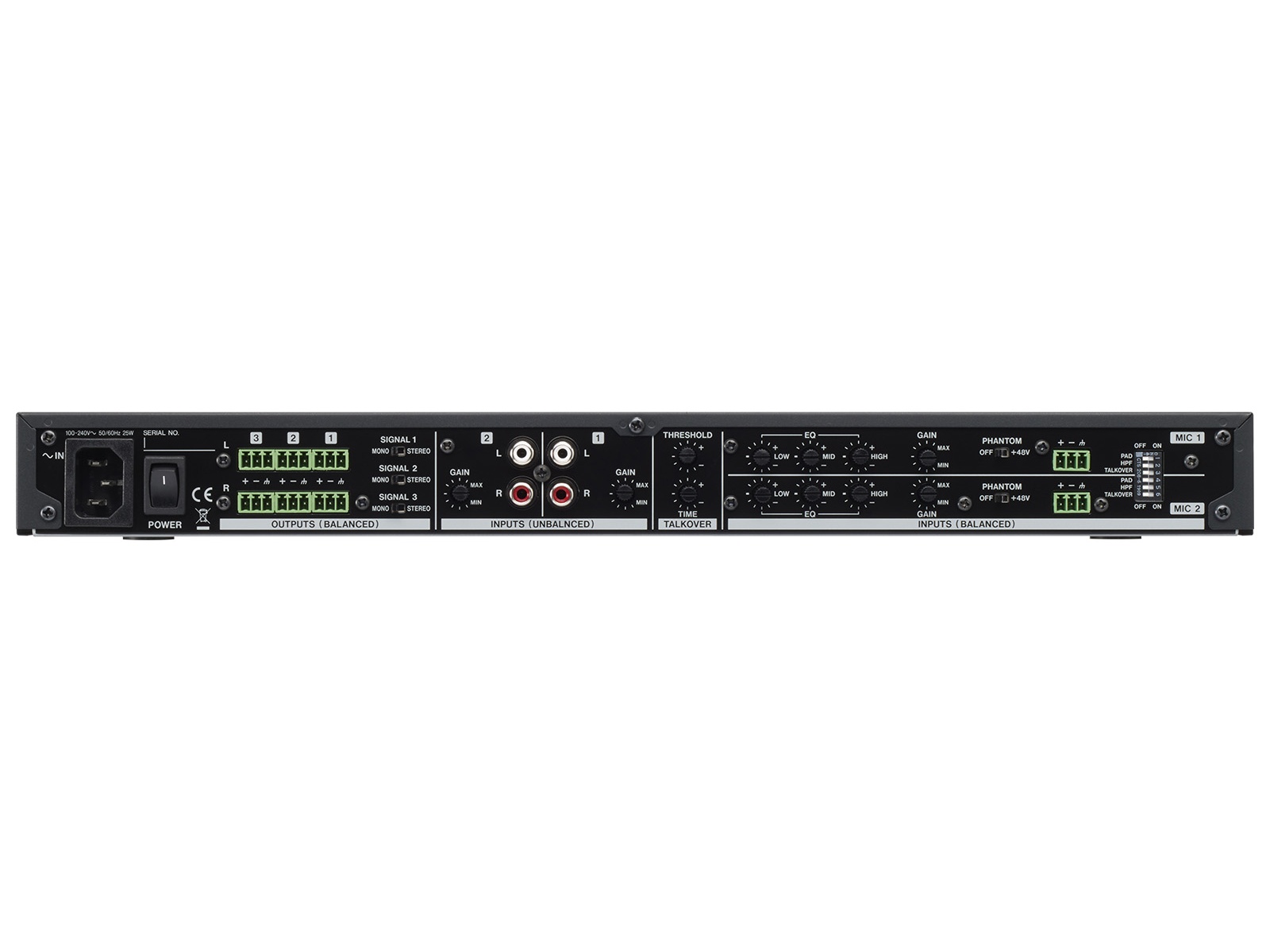 TASCAM MZ-123BT 3-Channel Rackmount Multi-Zone Mixer Bluetooth 2 Mic Inputs Headphone Monitor 1U - Image 5