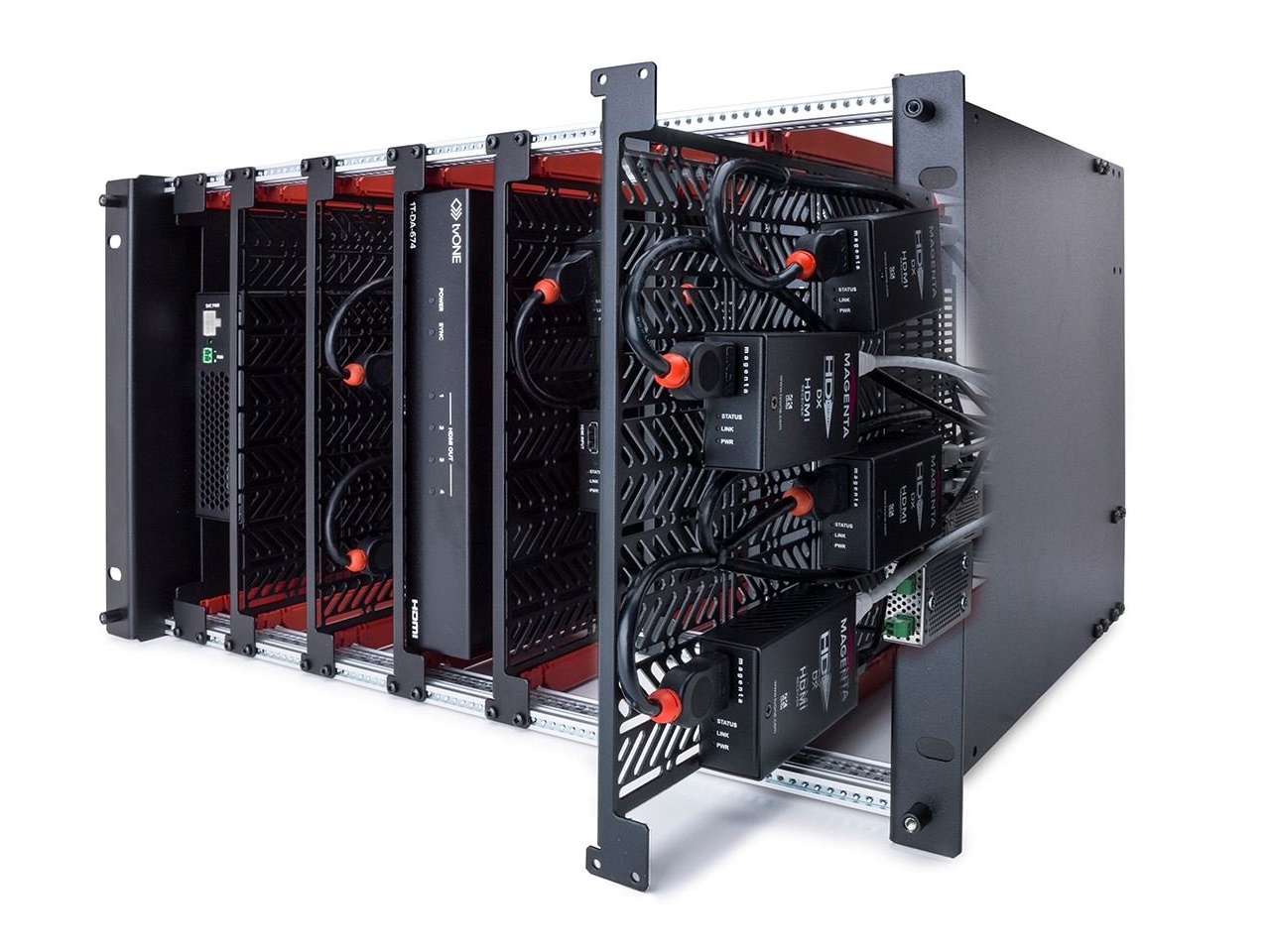 TV One 1RK-4RU-BASIC-KIT 4RU Universal Powered Rack Chassis / 6 Module Slots Installed / Multi-Voltage 5V-24V 35W