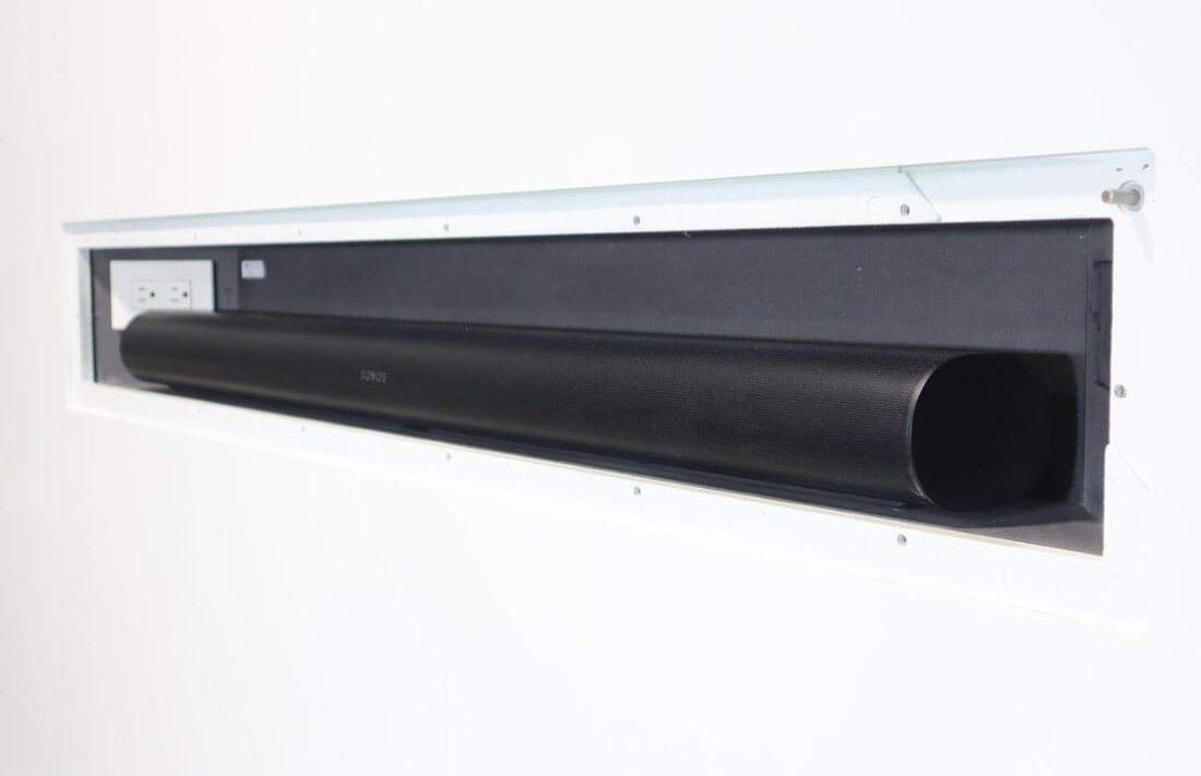 Wall-Smart 085-1NA17-UWH2 Flush Wall Mount Soundbar US / UK Paintable Magnetic Grille Leaves Pattern White - Image 5